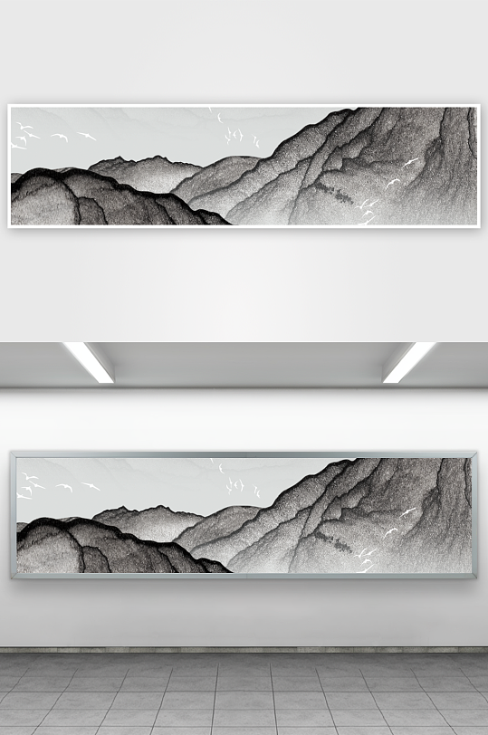 水墨山水画装饰画挂画-众图网