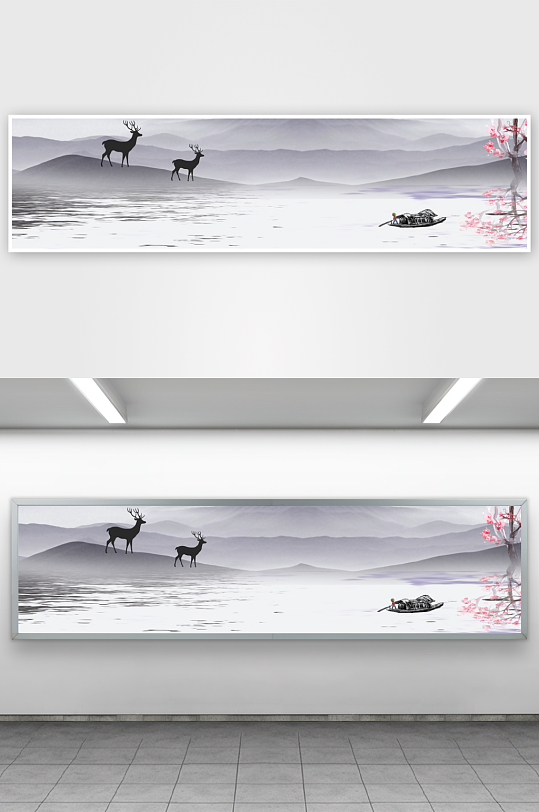 水墨山水画装饰画挂画-众图网