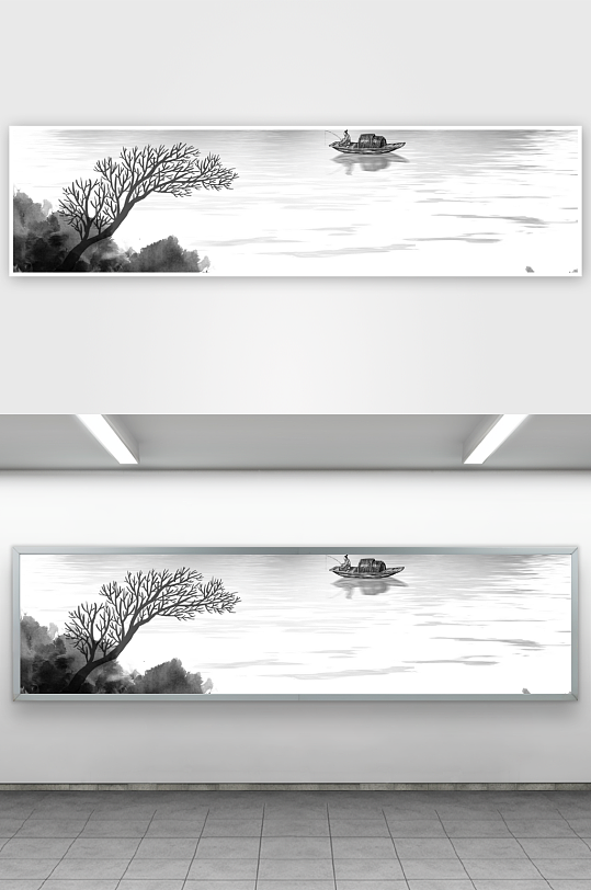 水墨山水画装饰画挂画-众图网