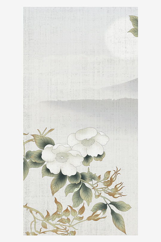 中式花卉花枝装饰画挂画-众图网