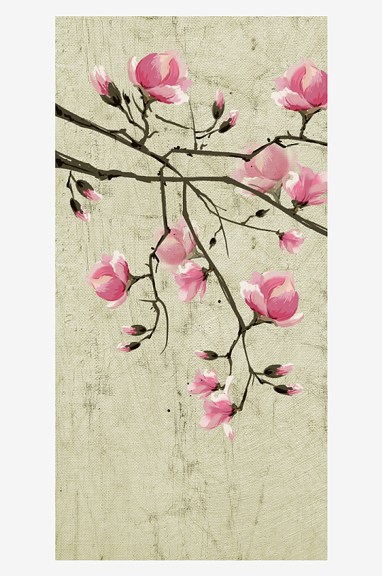 中式花卉花枝装饰画挂画-众图网