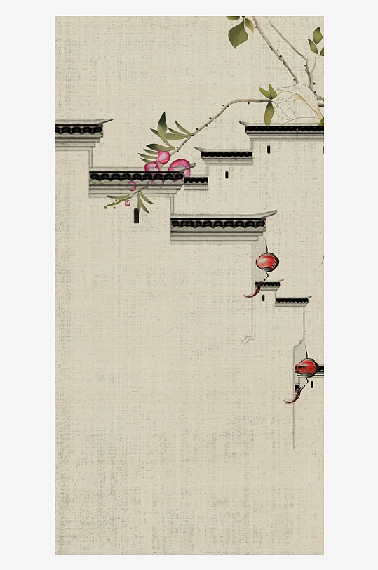 中式花卉花枝装饰画挂画-众图网