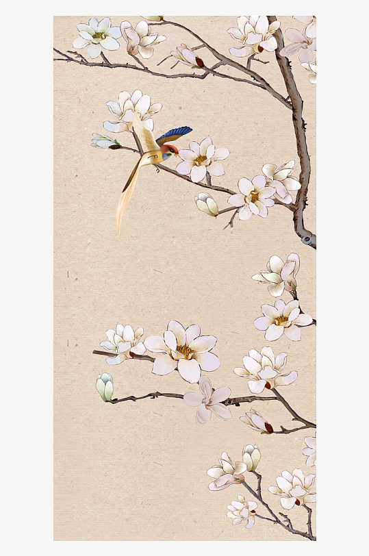 中式花卉花枝装饰画挂画-众图网