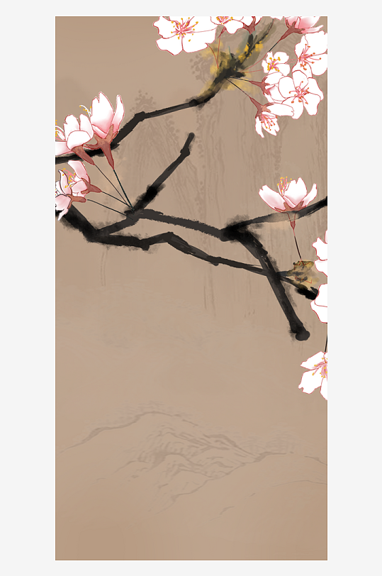 中式花卉花枝装饰画挂画-众图网