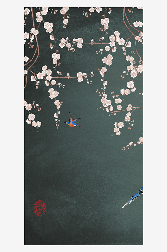 中式花卉花枝装饰画挂画-众图网