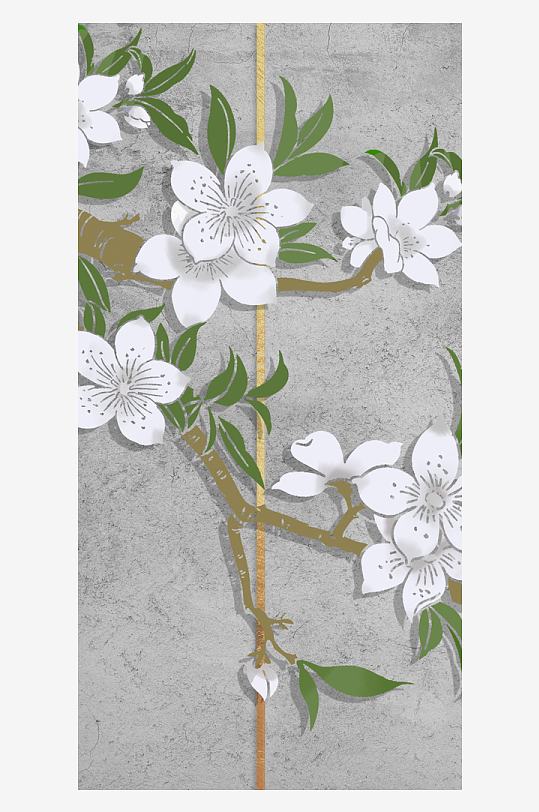 中式花卉花枝装饰画挂画-众图网