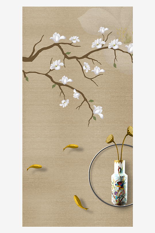 花卉花枝中式装饰画-众图网