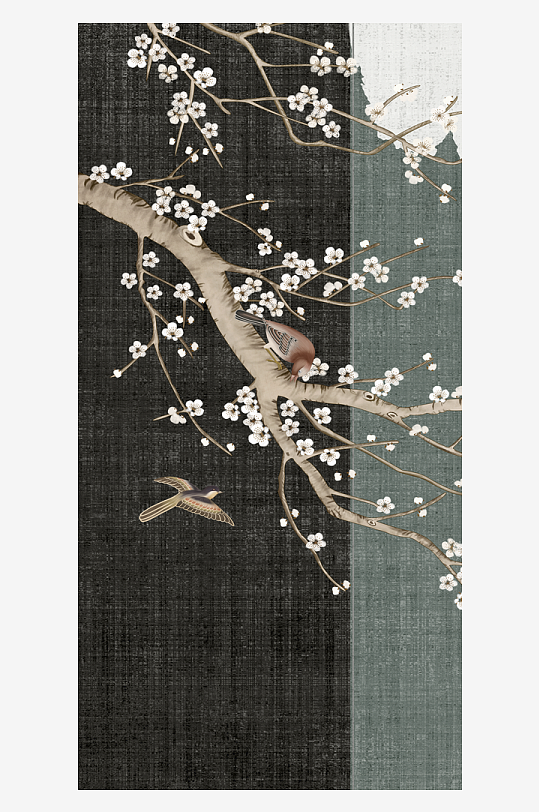 花卉花枝中式装饰画-众图网