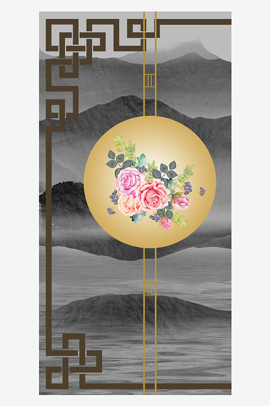 花卉花枝中式装饰画-众图网