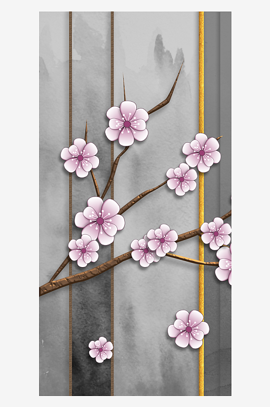 花卉花枝中式装饰画-众图网