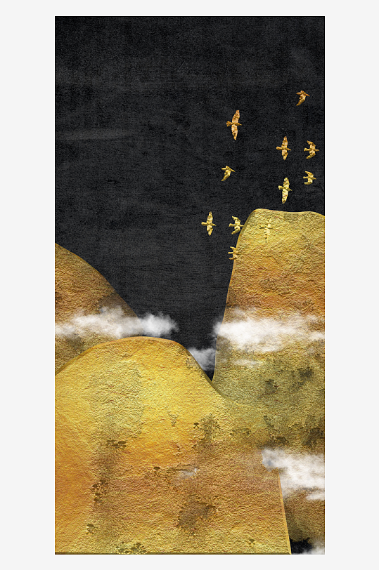 飞鸟山脉中式装饰画挂画-众图网