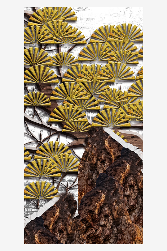 树枝中式装饰画挂画-众图网