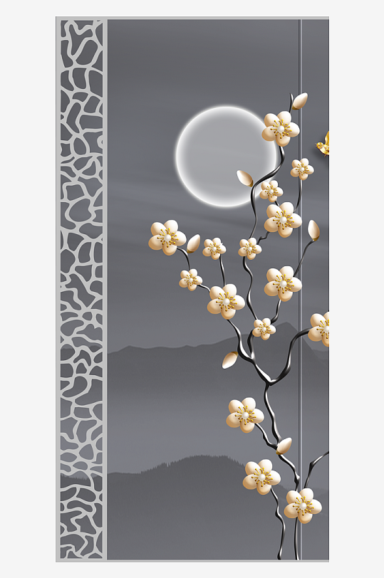 花卉花枝中式装饰画挂画-众图网