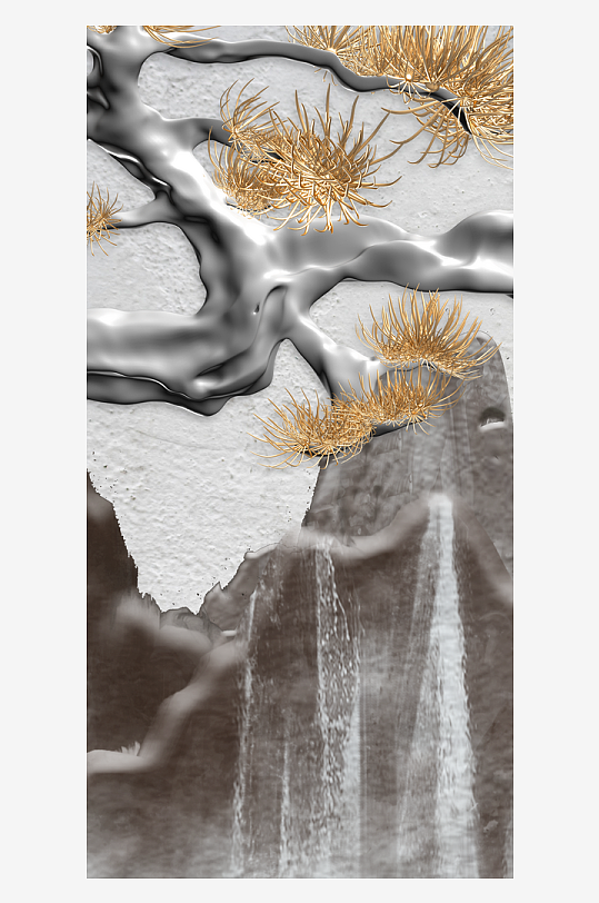 树枝中式装饰画挂画-众图网