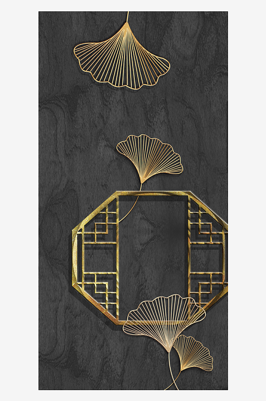 金色树叶装饰画挂画-众图网