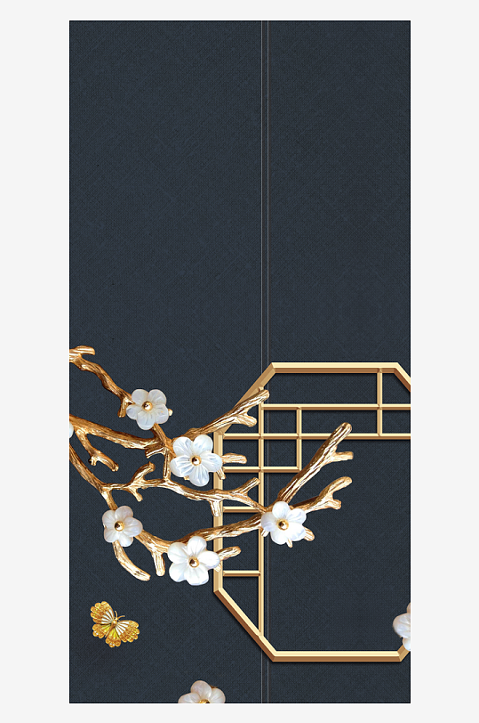 花枝中式装饰画挂画-众图网