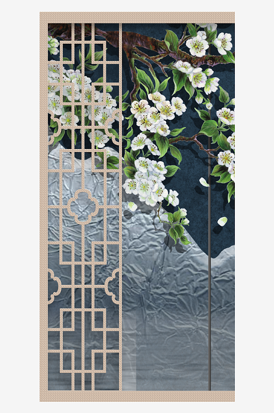 花枝中式装饰画挂画-众图网