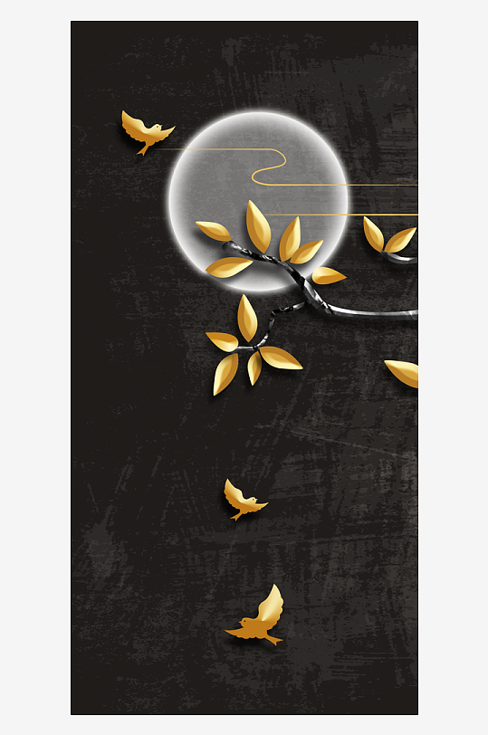 树枝中式装饰画挂画-众图网