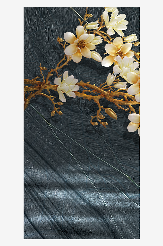 花枝中式装饰画挂画-众图网