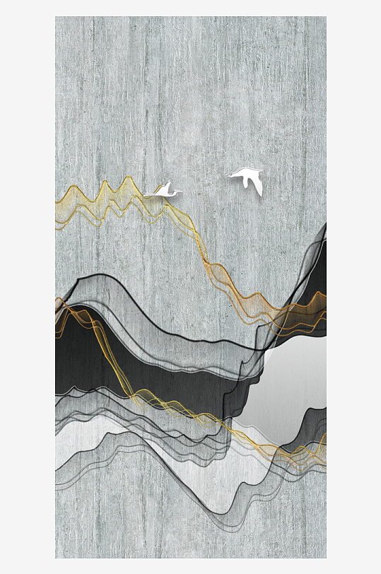 轻奢大理石山脉装饰画-众图网