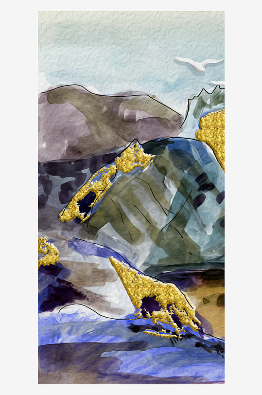 飞鸟山脉中式装饰画挂画-众图网
