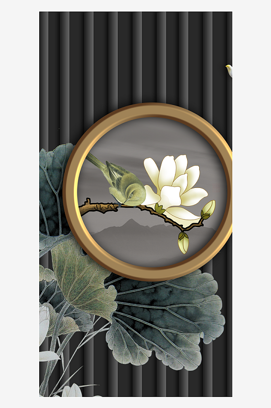 花卉中式装饰画挂画-众图网