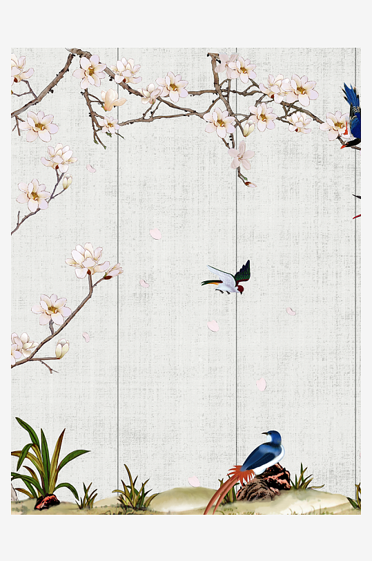 花枝树枝中式简约挂画装饰画-众图网