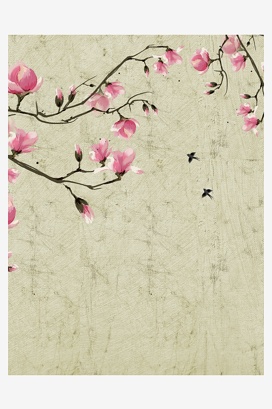 花枝树枝中式简约挂画装饰画-众图网