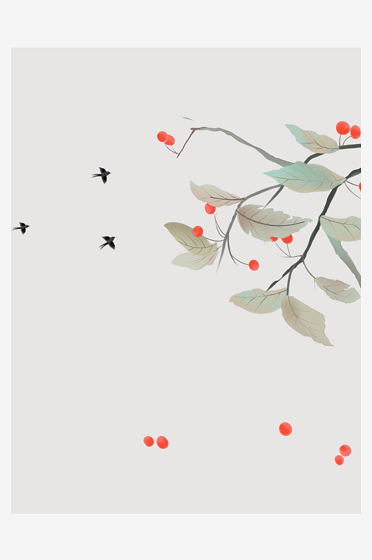 花枝树枝中式简约挂画装饰画-众图网