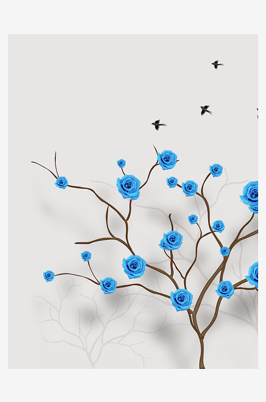 花枝树枝中式简约挂画装饰画-众图网