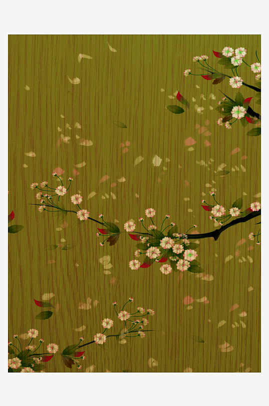 花枝树枝中式简约挂画装饰画-众图网