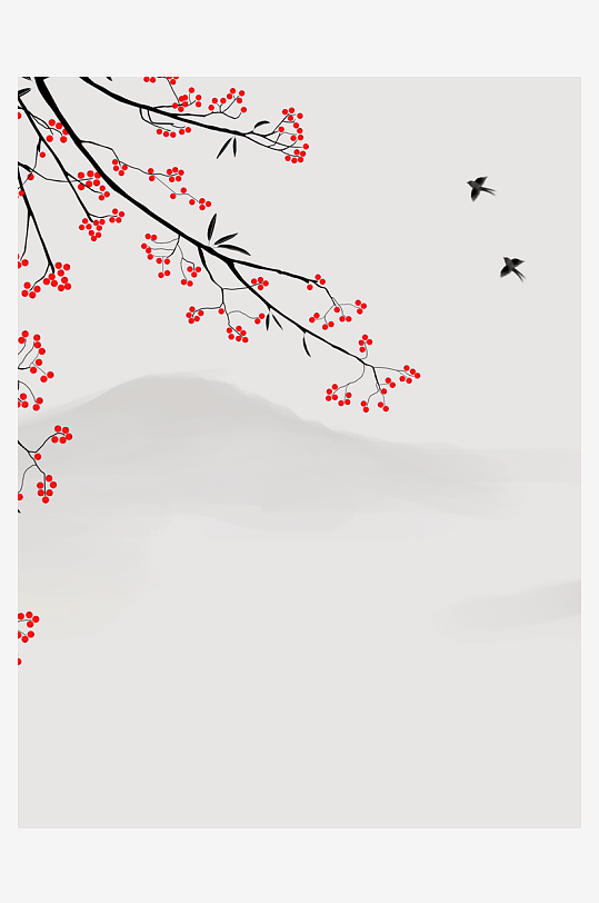 花枝树枝中式简约挂画装饰画-众图网