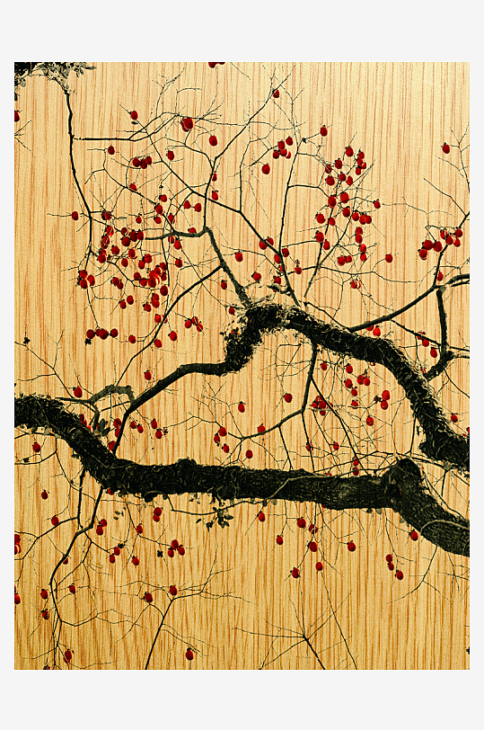 花枝树枝中式简约挂画装饰画-众图网