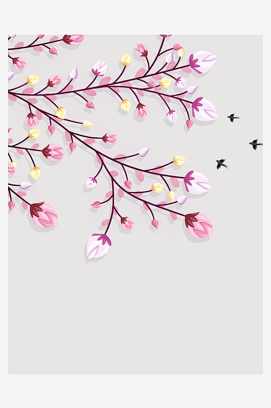 花枝树枝中式简约挂画装饰画-众图网