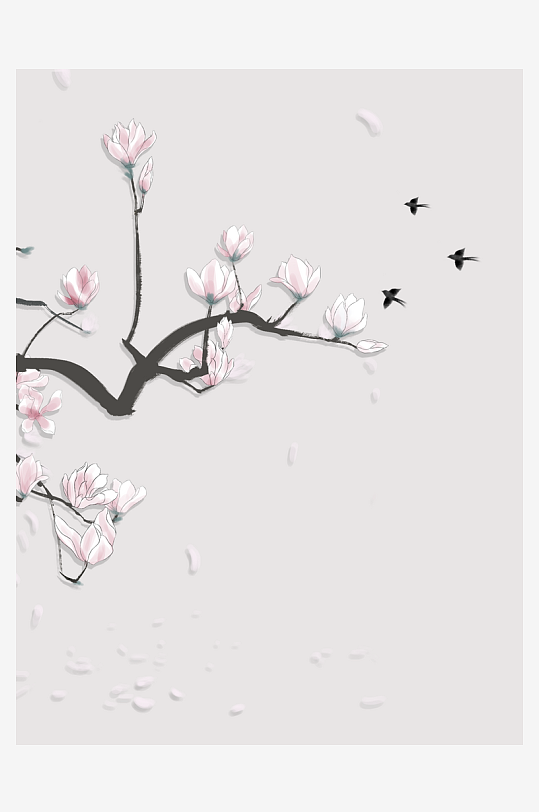 花枝树枝中式装饰画-众图网