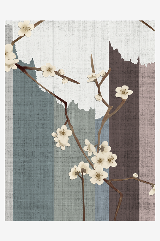 花枝树枝中式装饰画-众图网