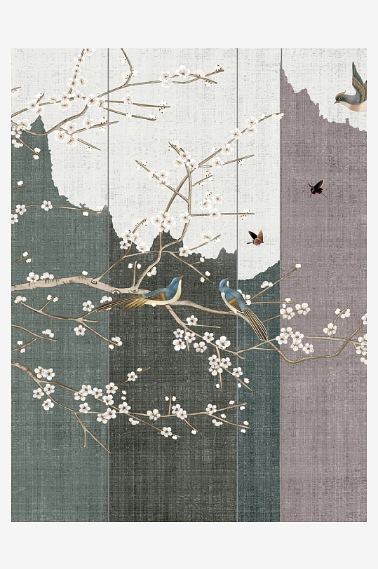 花枝树枝中式装饰画-众图网