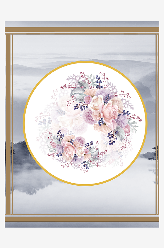 花枝树枝中式装饰画-众图网