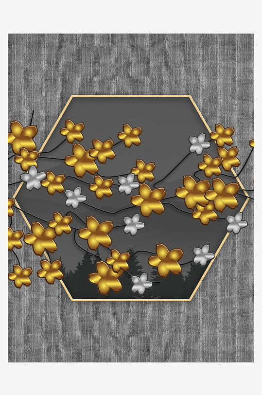 花枝树枝中式装饰画-众图网