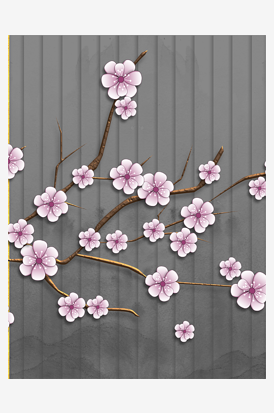 花枝树枝中式装饰画-众图网