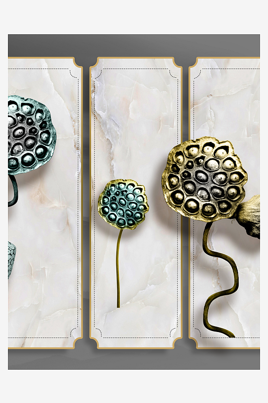 高档莲花中式装饰画-众图网