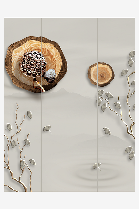 高档莲花中式装饰画-众图网