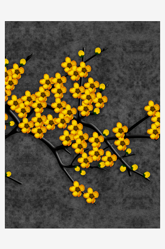 花枝中式挂画装饰画-众图网