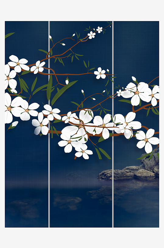 花枝中式挂画装饰画-众图网