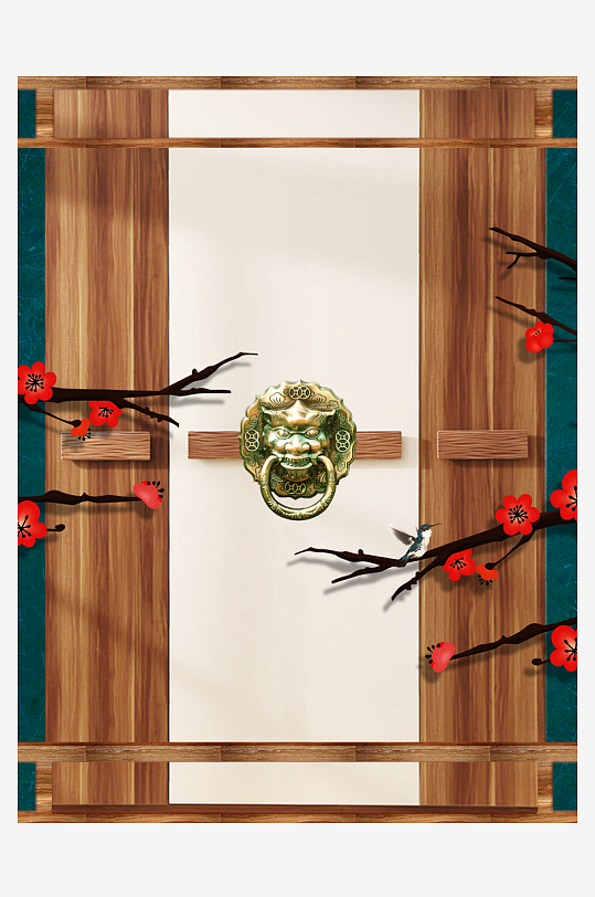 花枝中式挂画装饰画-众图网