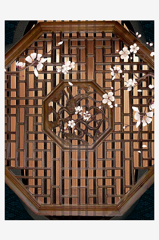 花枝中式挂画装饰画-众图网