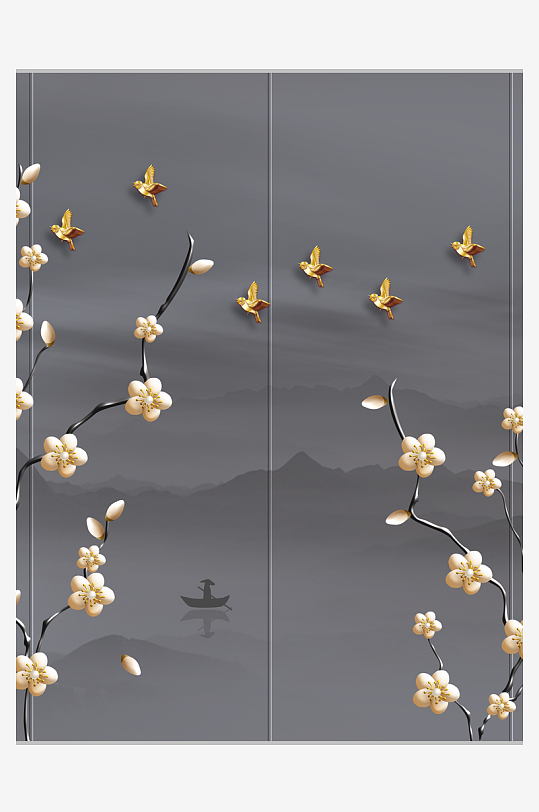 花枝花卉中式装饰画-众图网