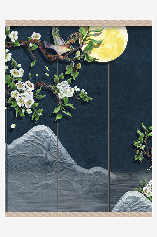 花瓣花卉中式装饰画-众图网