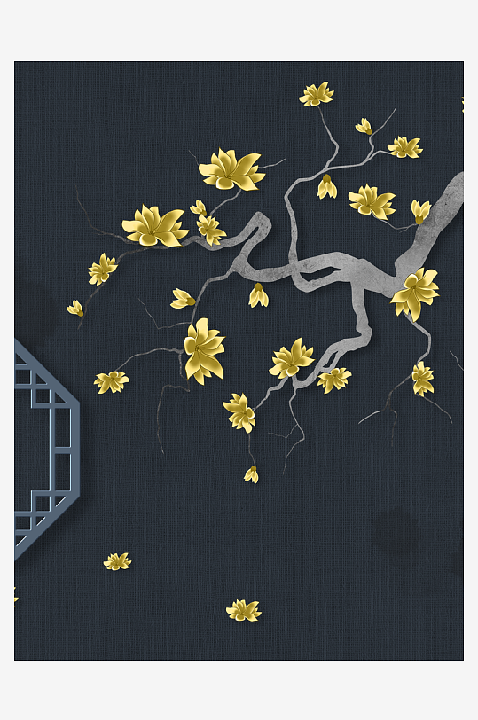 花瓣花卉中式装饰画-众图网