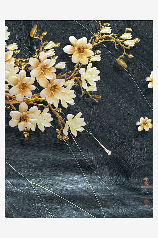 花瓣花卉中式装饰画-众图网